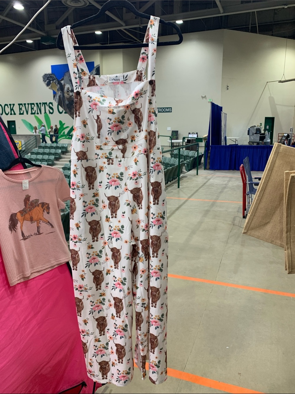 La soul Floral & Brown highland cow -Print Wide-Leg Jumpsuit - White